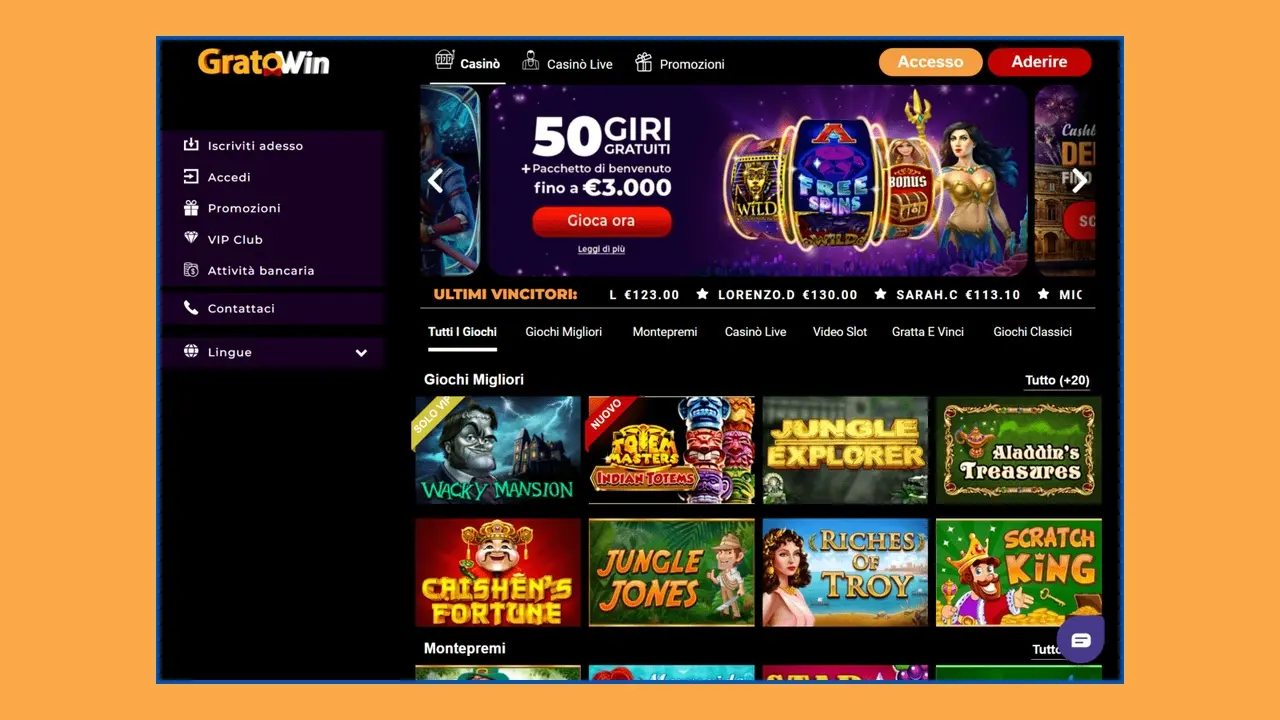 Spielangebot des Gratowin Casinos Spielangebot des Gratowin Casinos